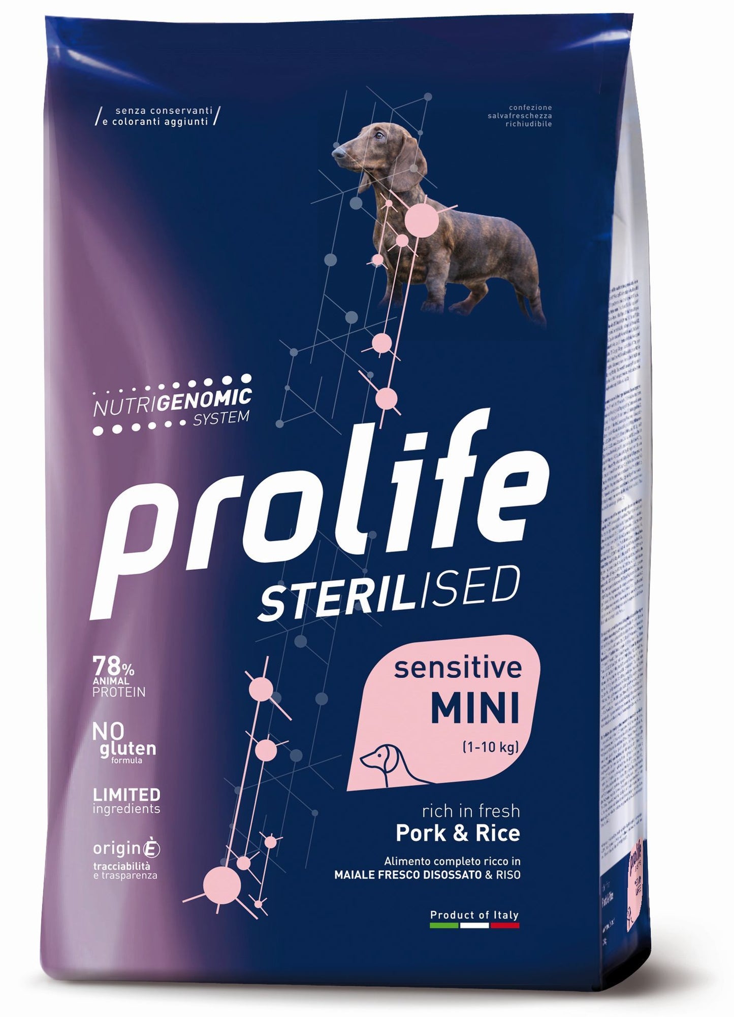PROLIFE Cane Sterilised Sensitive Adult Pork & Rice Mini 7Kg