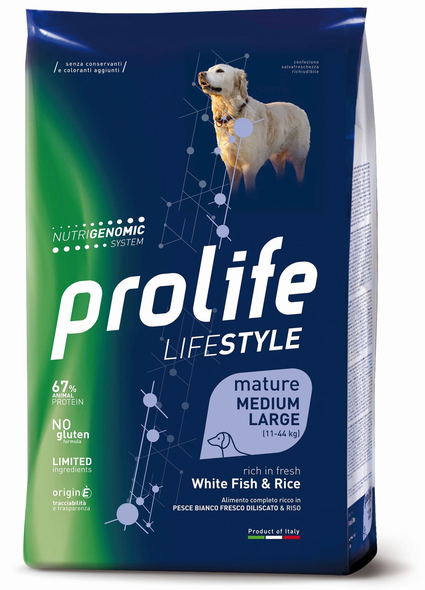 PROLIFE Cane Life Style Mature White Fish & Rice Medium/Large 12Kg