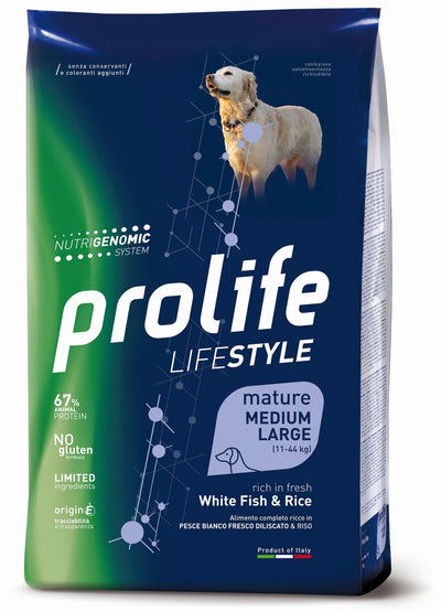 PROLIFE Cane Life Style Mature White Fish & Rice Medium/Large 12Kg