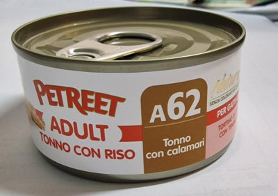 PETREET Cat A62 Tonno con Calamari e Riso 70gr