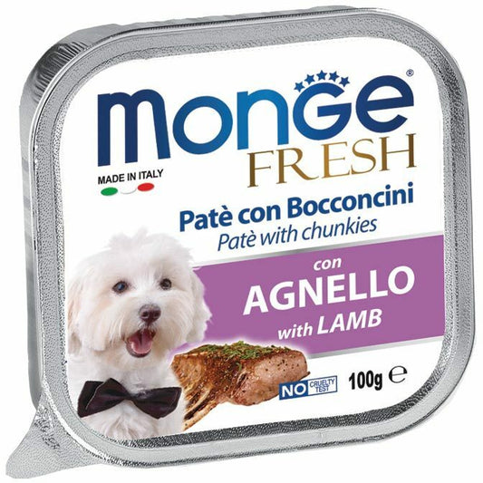 MONGE Fresh Cane Patè con Bocconcini Agnello 100gr