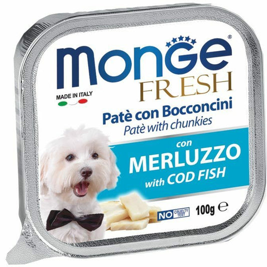 MONGE Fresh Cane Patè con Bocconcini Merluzzo 100gr