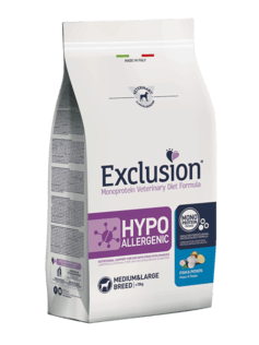EXCLUSION Cane Hypoallergenic Medium&Large Adult Pesce e Patate 12Kg