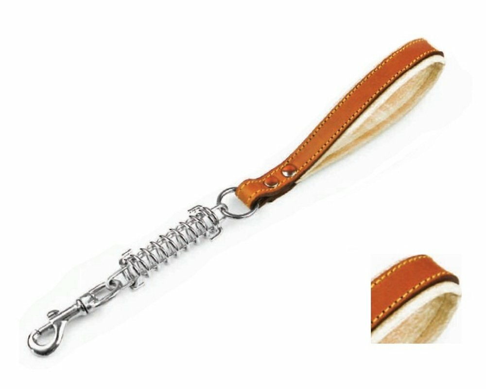 EUROCUOIO Guinzaglio in Cuoio Imbottito con Molla 40cm