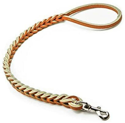 EUROCUOIO Guinzaglio in Pelle a Doppia Treccia Marrone