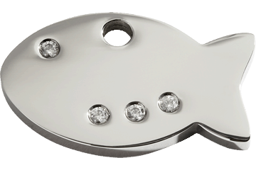 REDDINGO Medaglia in Acciaio Inossidabile Lucido Diamante Swarovski Pesce