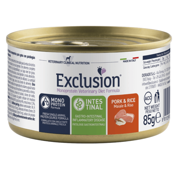 EXCLUSION Gatto Intestinal Maiale e Riso 85gr