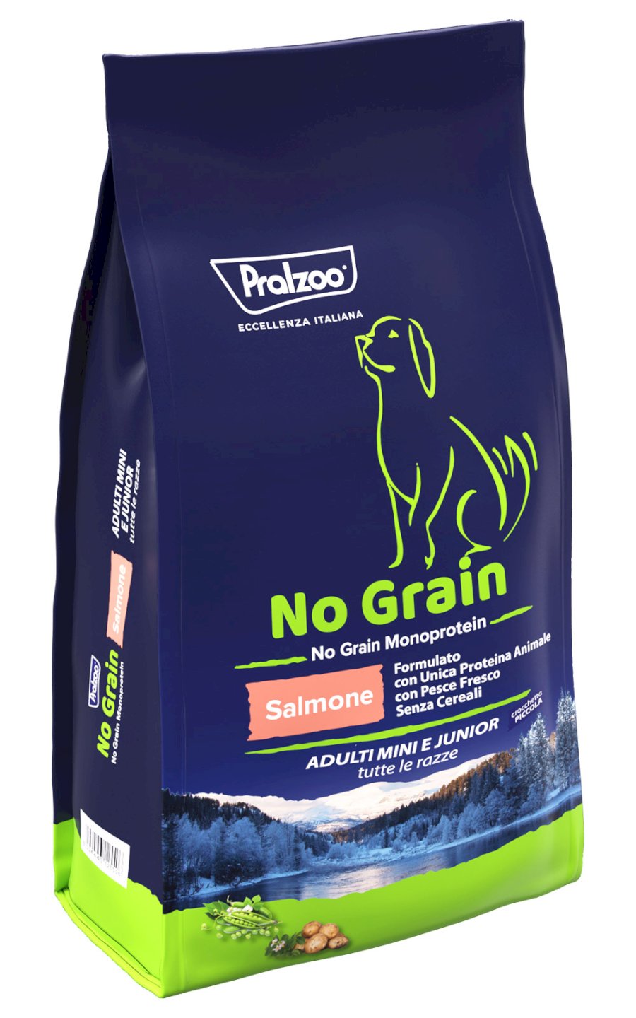 PRALZOO Cane No Grain Adulti Mini e Junior Salmone 2Kg