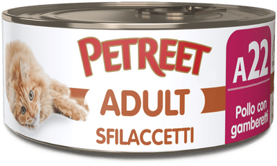 PETREET A22 Cat Sfilaccetti di Pollo con Gamberetti 70Gr