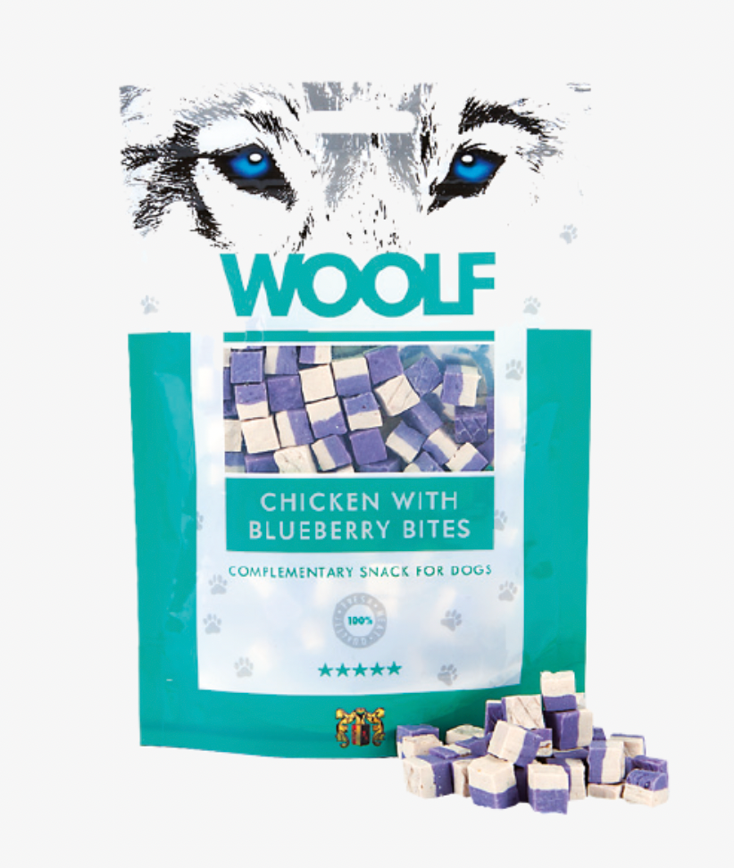 WOOLF Quadratini di Pollo e Mirtilli 100gr