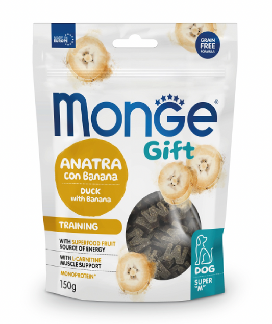 MONGE Dog Gift Super M Training all'Anatra con Banana 150Gr