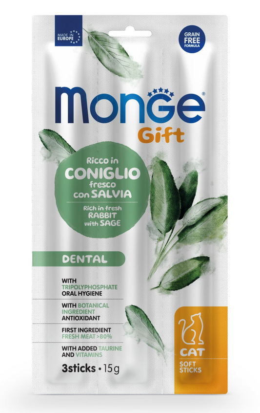 MONGE Cat Gift Stick Dental con Coniglio e Salvia 3x15Gr