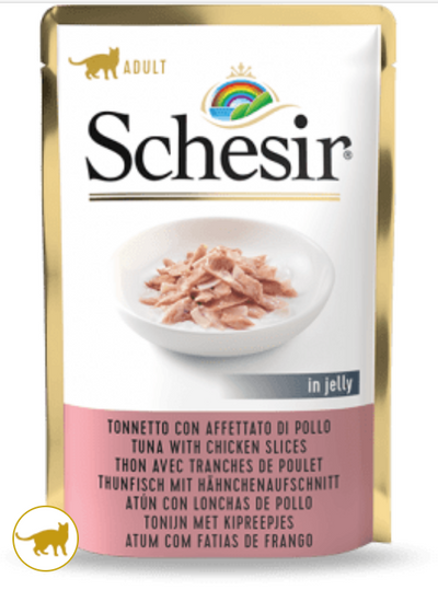 SCHESIR Cat Bustina Tonno con Affettato di Pollo in Jelly 85Gr