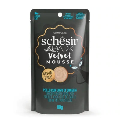 SCHESIR Cat After Dark Adult Velvet Mousse Pollo Uova da 80 gr in busta (12pz)
