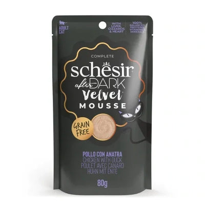 SCHESIR Cat After Dark Adult Velvet Mousse Pollo Anatra da 80 gr in busta (12pz)