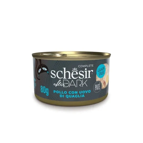 SCHESIR Cat After Dark Pate' Pollo e Uova di Quaglia da 80 gr in lattina (12pz)
