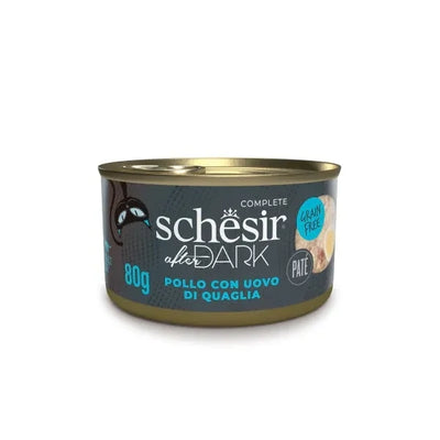 SCHESIR Cat After Dark Pate' Pollo e Uova di Quaglia da 80 gr in lattina (12pz)