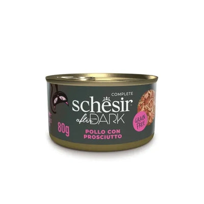 SCHESIR Cat After Dark Filetti Pollo e Prosciutto in brodo da 80 gr in lattina (12pz)