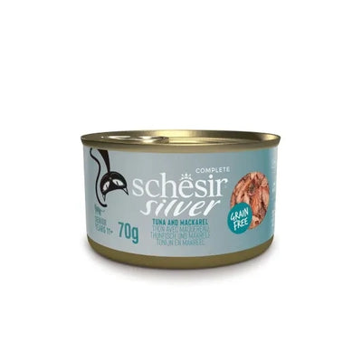 SCHESIR Cat Silver Filetti di Tonno e Sgombro in brodo da 70 gr in lattina (12pz)