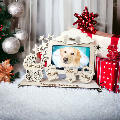 Fotografia in Legno Cane - Gatto - Famiglia Personalizzata