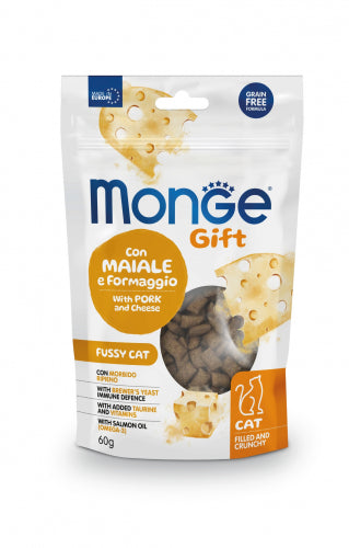 MONGE Cat Gift Minis Fussy con Maiale e Formaggio 60gr