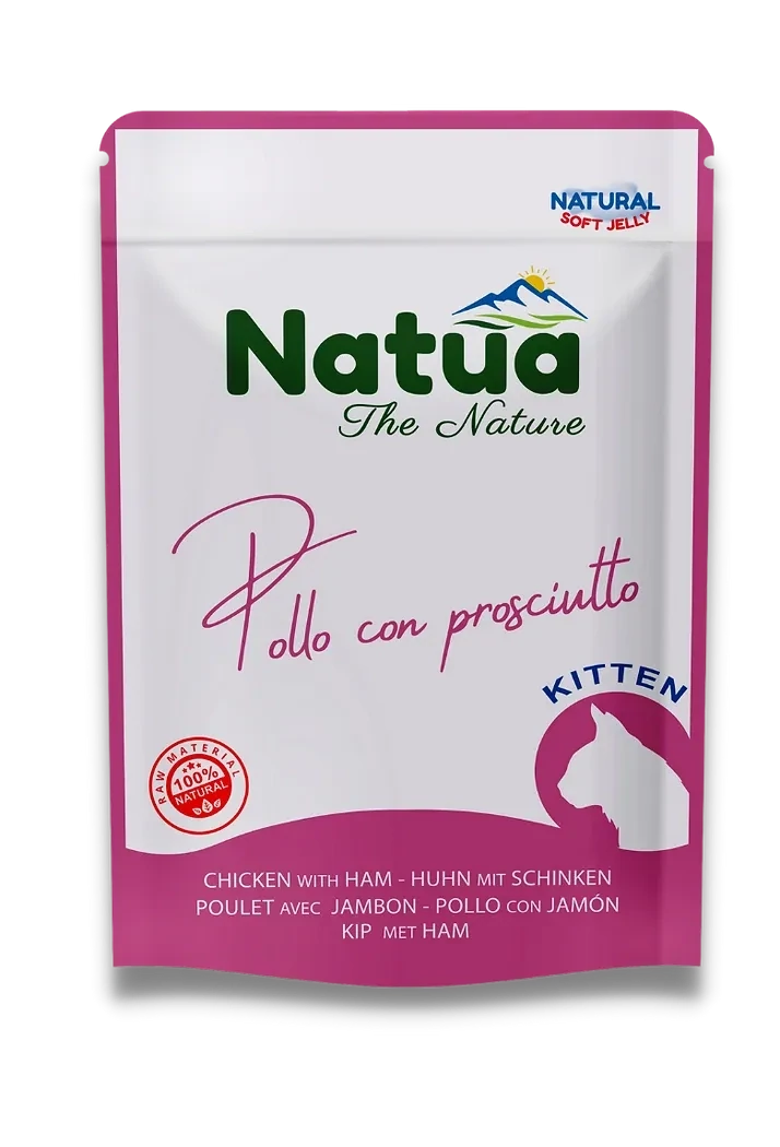 NATUA Cat Busta Kitten Natural Pollo con Prosciutto 70Gr