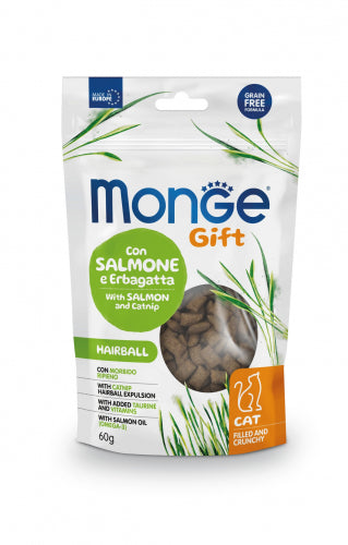 MONGE Cat Gift Minis Hairball con Salmone ed Erba Gatta 60gr