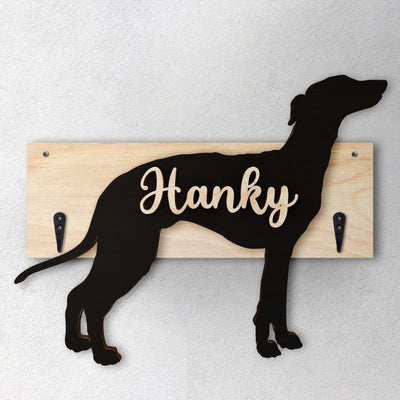 Greyhound - Porta guinzaglio e/o chiavi personalizzato con il nome del tuo cane