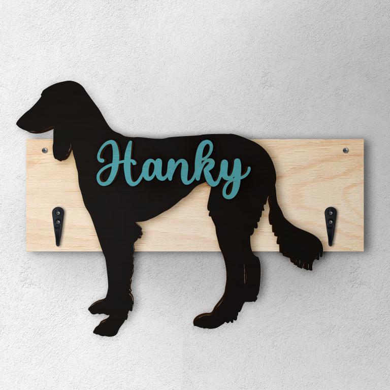 Saluki Levriero Persiano - Porta guinzaglio e/o chiavi personalizzato con il nome del tuo cane