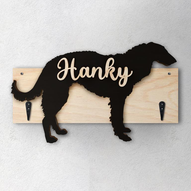 Levriero Russo - Porta guinzaglio e/o chiavi personalizzato con il nome del tuo cane