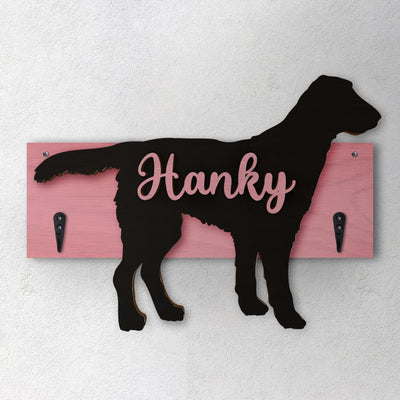 Flat Coated Retriever - Porta guinzaglio e/o chiavi personalizzato con il nome del tuo cane