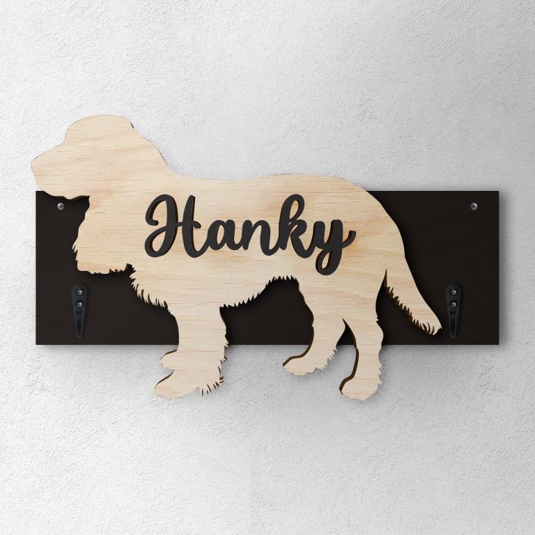 Field Spaniel - Porta guinzaglio e/o chiavi personalizzato con il nome del tuo cane