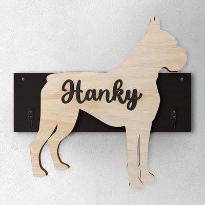 Boxer - Porta guinzaglio e/o chiavi personalizzato con il nome del tuo cane