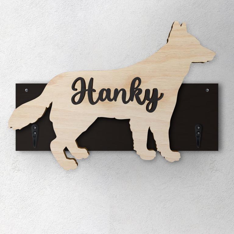 Pastore Svizzero Bianco - Porta guinzaglio e/o chiavi personalizzato con il nome del tuo cane