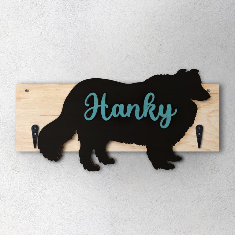 Collie - Porta guinzaglio e/o chiavi personalizzato con il nome del tuo cane