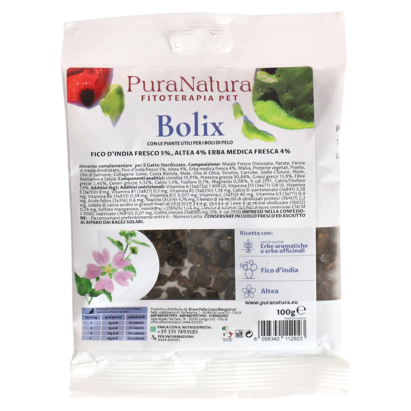 PURA NATURA Cat Bolix Boli di Pelo 100Gr