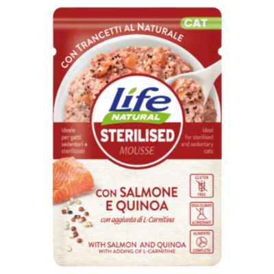 LIFE Cat Sterilised Mousse Salmone con Quinoa in busta 70gr