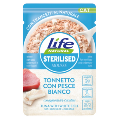 LIFE Cat Sterilised Mousse Tonno con Pesce Bianco in busta 70gr