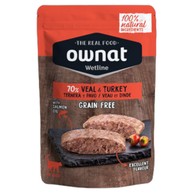 OWNAT Wetline Gatto Grain Free Vitello e Tacchino 12x85gr