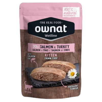 OWNAT Wetline Gatto Kitten Grain Free Salmone e Tacchino 12x85gr