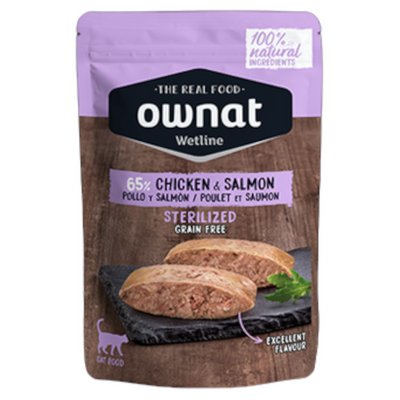 OWNAT Wetline Gatto Sterilised Grain Free Pollo e Salmone 12x85gr