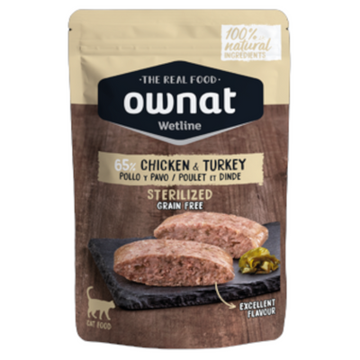 OWNAT Wetline Gatto Sterilised Grain Free Pollo e Tacchino 12x85gr