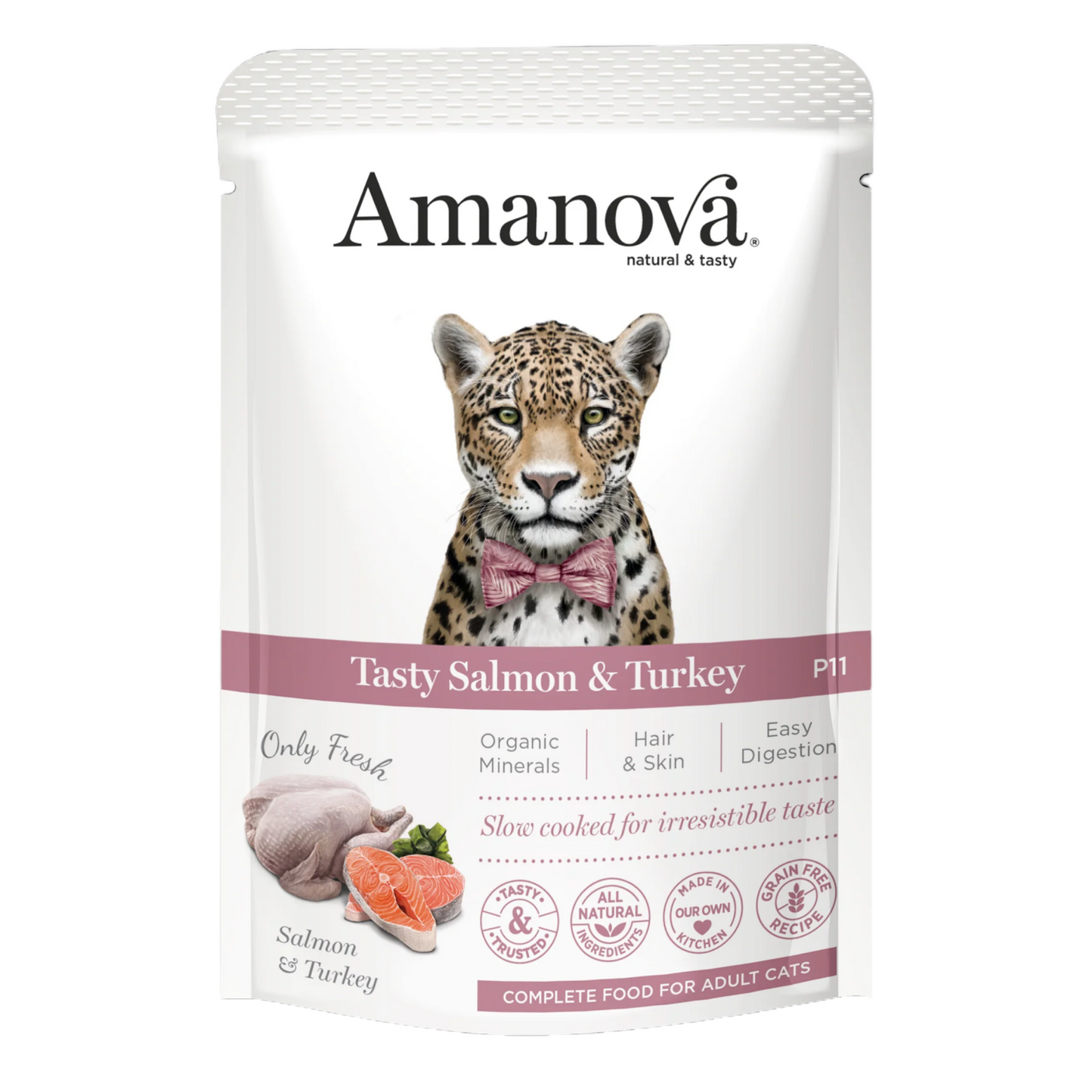 AMANOVA Gatto Patè Adult con Salmone e Tacchino 85Gr