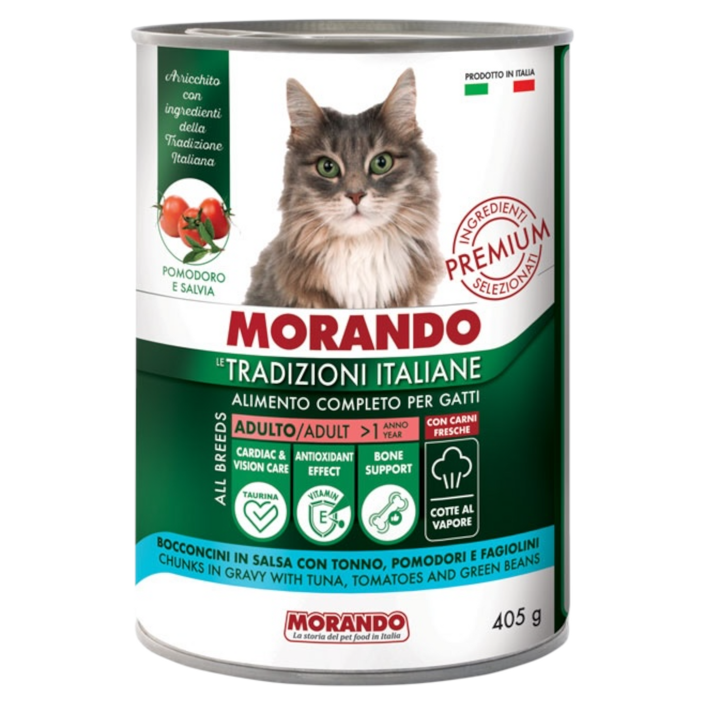 MORANDO Cat Bocconcini in salsa con Tonno, Pomodori e Fagiolini 405gr