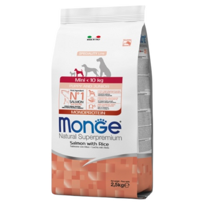 MONGE Cane Mini Puppy & Junior Salmone 2,5Kg