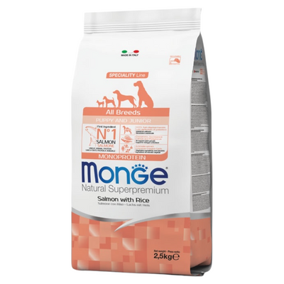MONGE Cane All Breeds Puppy & Junior Salmone e Riso 12Kg