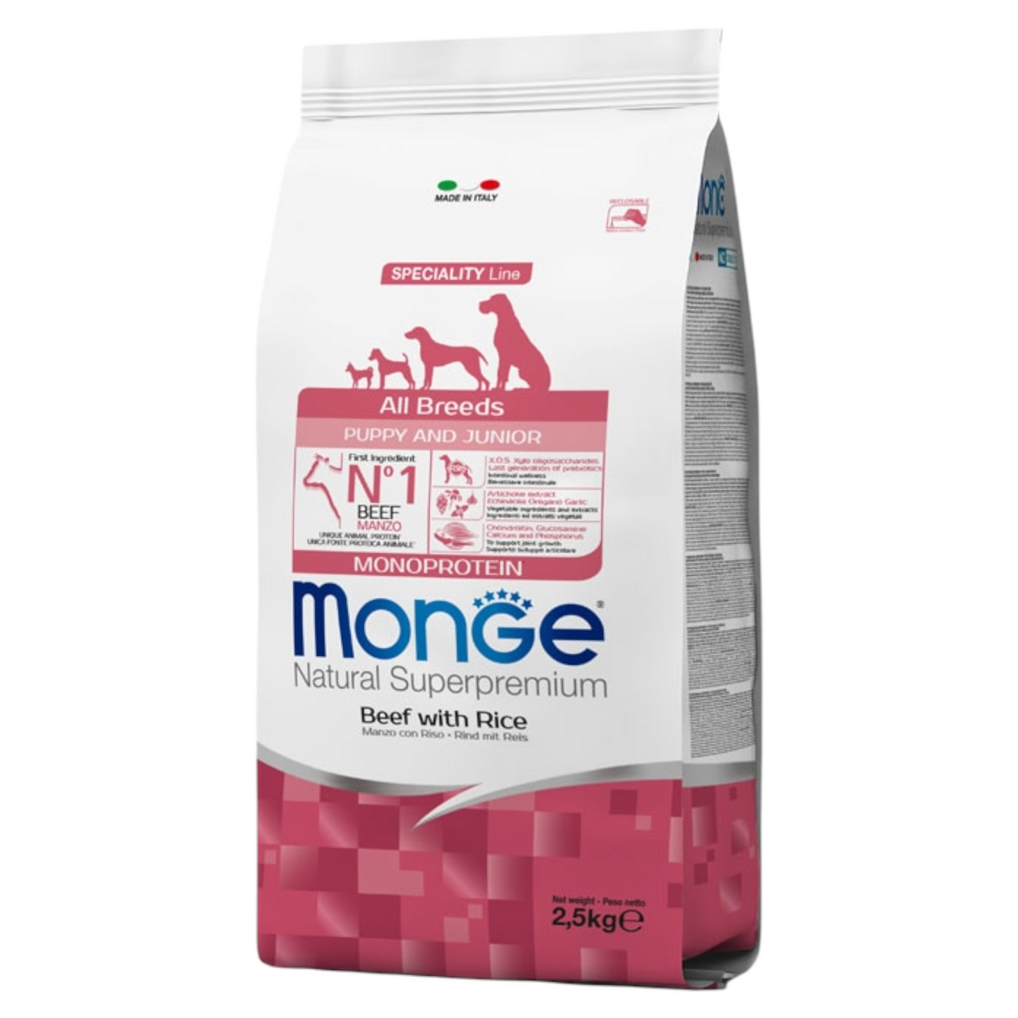 MONGE Cane All Breeds Puppy & Junior Manzo e Riso 12Kg