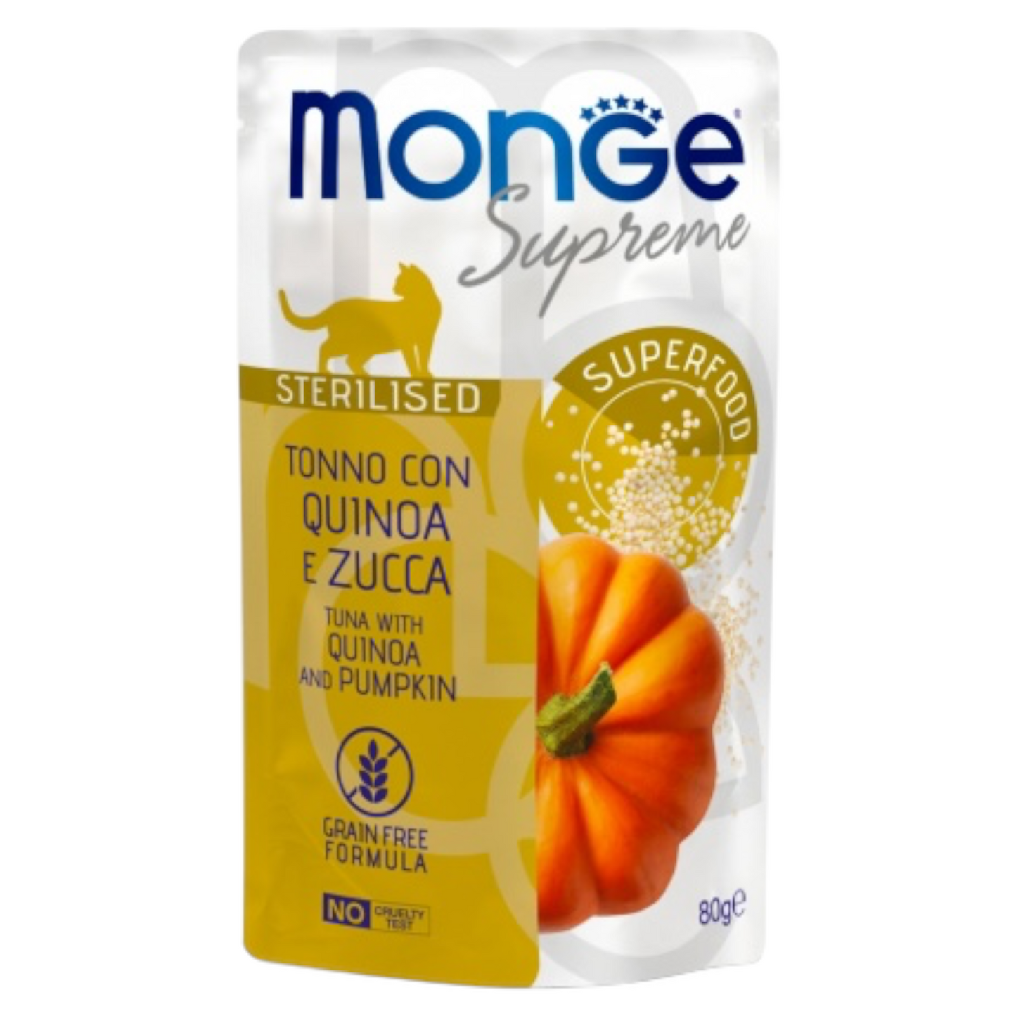 MONGE Gatto Supreme Adult Tonno con Quinoa e Zucca 80Gr