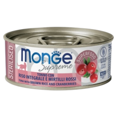 MONGE Gatto Supreme Sterilised Tonno con Riso Integrale e Mirtilli Rossi 80Gr