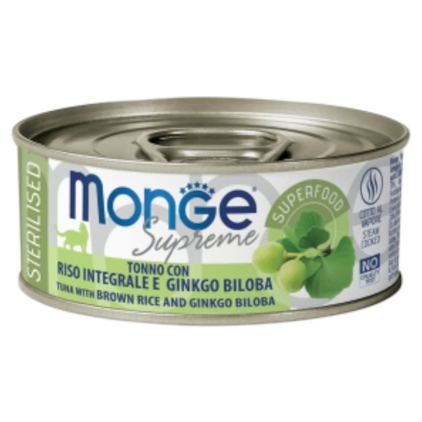 MONGE Gatto Supreme Sterilised Tonno con Riso Integrale e Ginkgo Biloba 80Gr